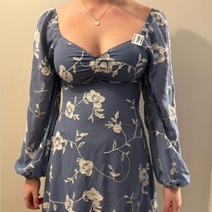 Altar'd State Blue Floral Long Sleeve Dress